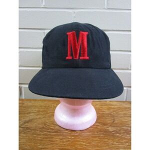 Vintage Marlboro Promo "M" Strapback Hat Black 1990's Cowboy & Bronco Horse